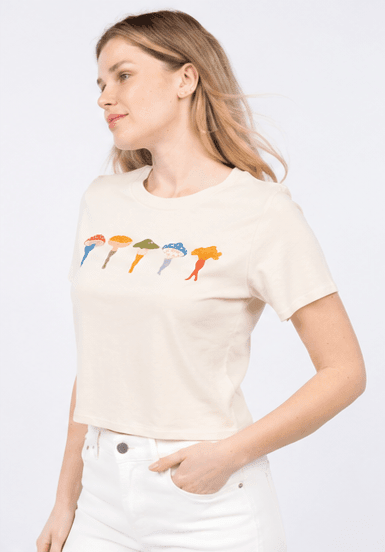 Cropped Everyday Organic Cotton Tee - Shrooms - Baby Organic