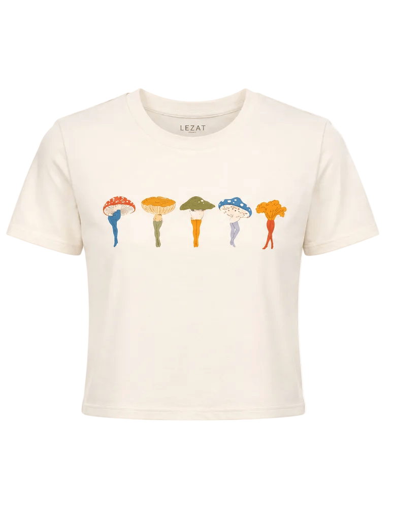 Cropped Everyday Organic Cotton Tee - Shrooms - Baby Organic