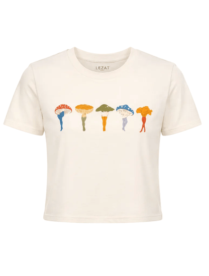 Cropped Everyday Organic Cotton Tee - Shrooms - Baby Organic