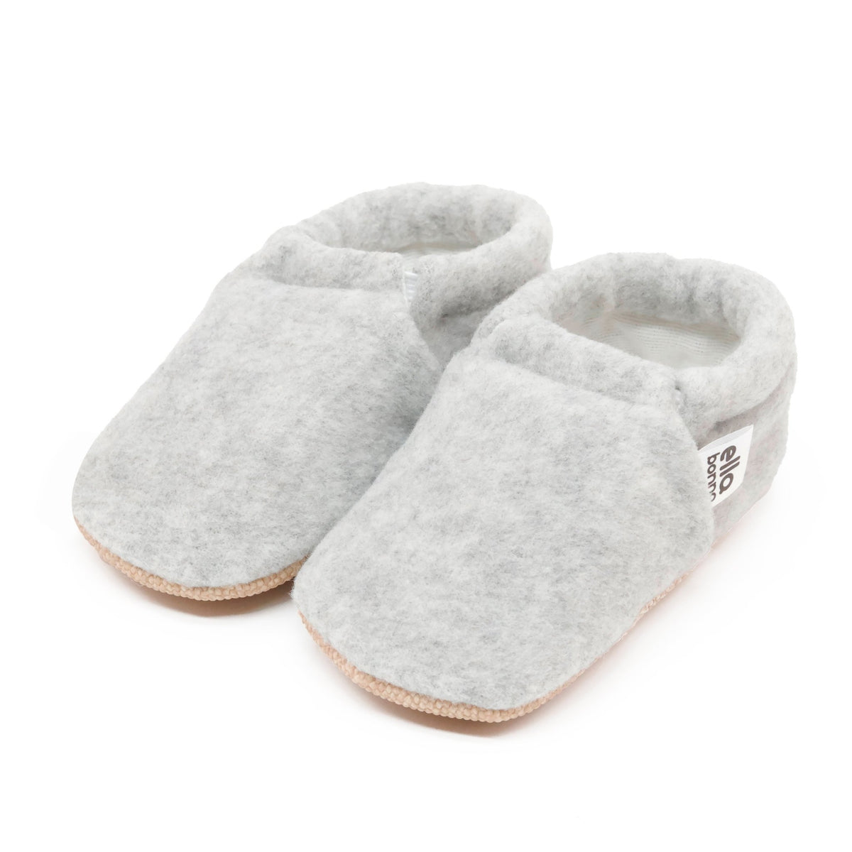 Fleece Baby House Booties, Non-Slip Sole, Organic Cotton Lining, Gray - Baby Organic