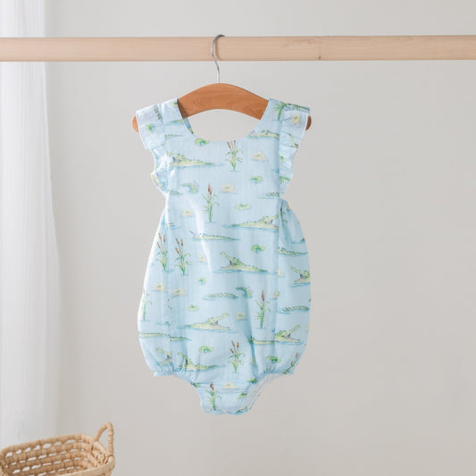 Gator Games Organic Muslin Bubble Romper - Baby Organic
