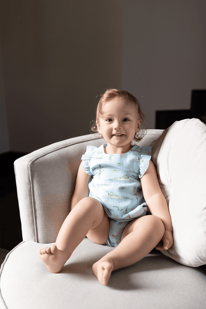 Gator Games Organic Muslin Bubble Romper - Baby Organic