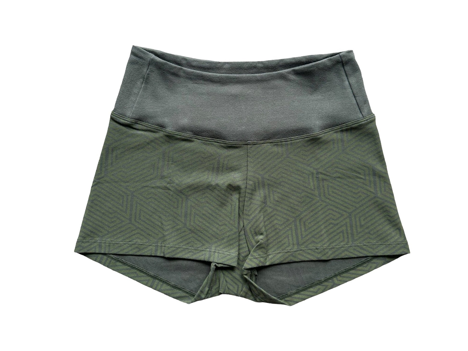 Geometric Print Booty Shorts: Organic Cotton High Waist Yoga Shorts - Baby Organic