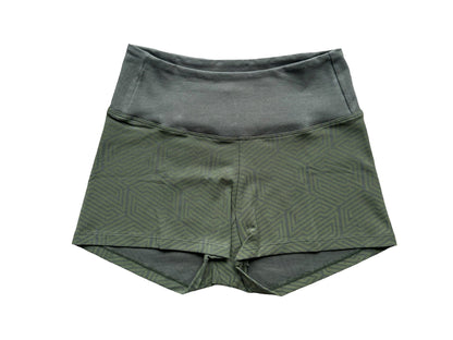 Geometric Print Booty Shorts: Organic Cotton High Waist Yoga Shorts - Baby Organic