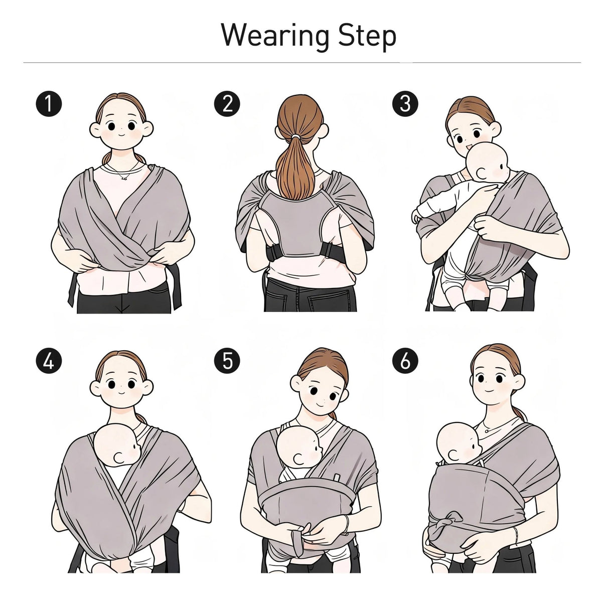 Organic Cotton Baby Wrap Carrier with adjustable sling for newborns, infants, and toddlers up to 35 lbs