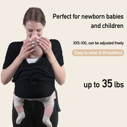 Organic Cotton Baby Wrap Carrier with adjustable sling for newborns, infants, and toddlers up to 35 lbs