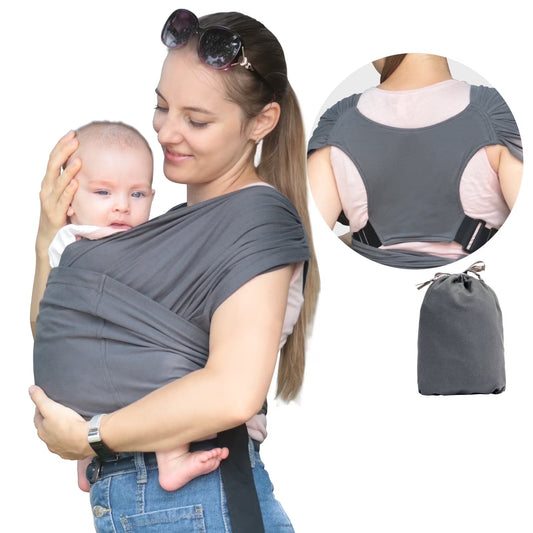 Gllquen Baby Wrap Carriers Organic Cotton Slings, for Toddlers, Infant, Newborn 35 Lbs, Dark Gray - Baby Organic