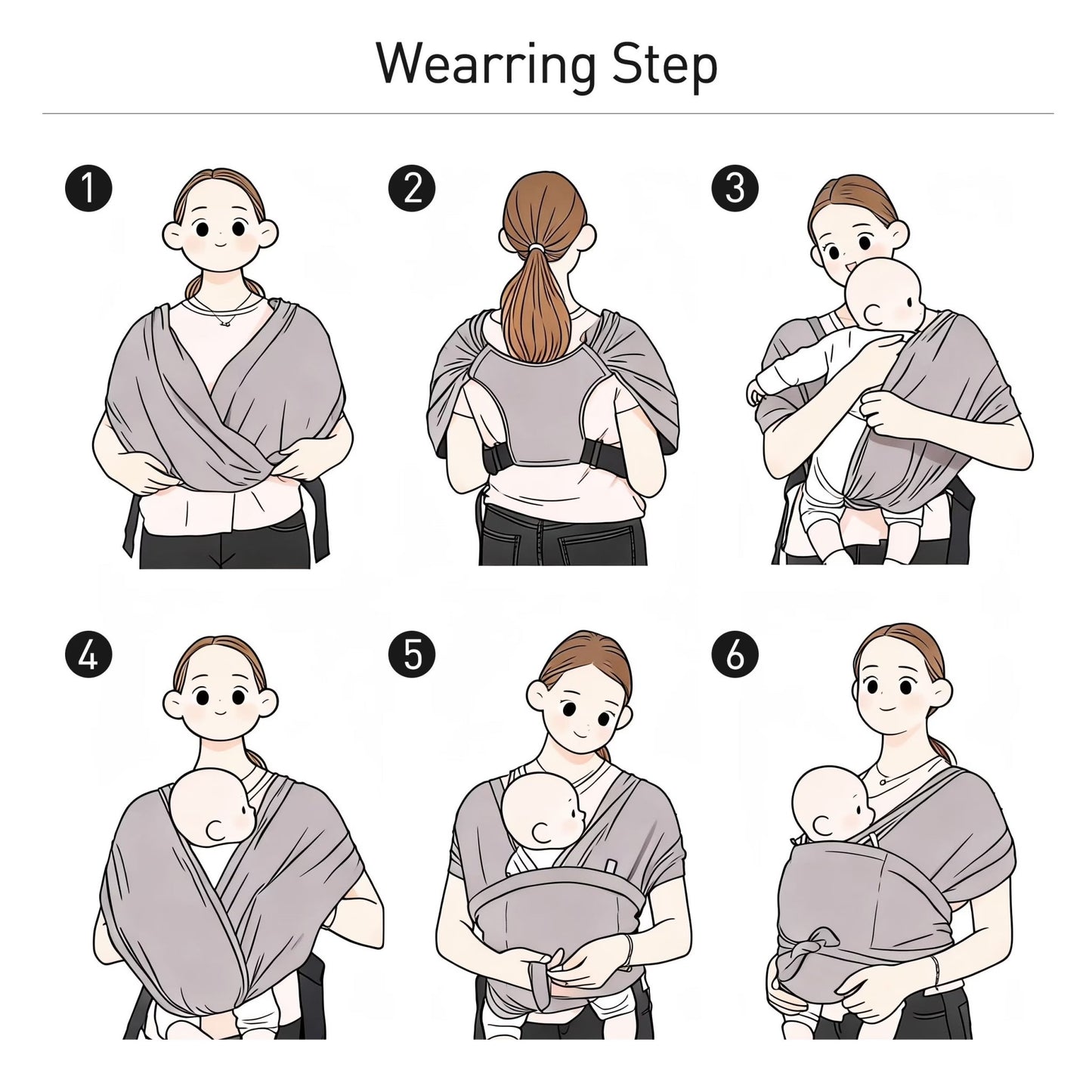 Gllquen Baby Wrap Carriers Organic Cotton Slings, for Toddlers, Infant, Newborn 35 Lbs, Dark Gray - Baby Organic