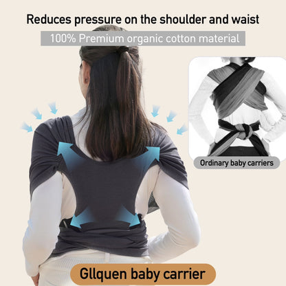 Gllquen Baby Wrap Carriers Organic Cotton Slings, for Toddlers, Infant, Newborn 35 Lbs, Dark Gray - Baby Organic