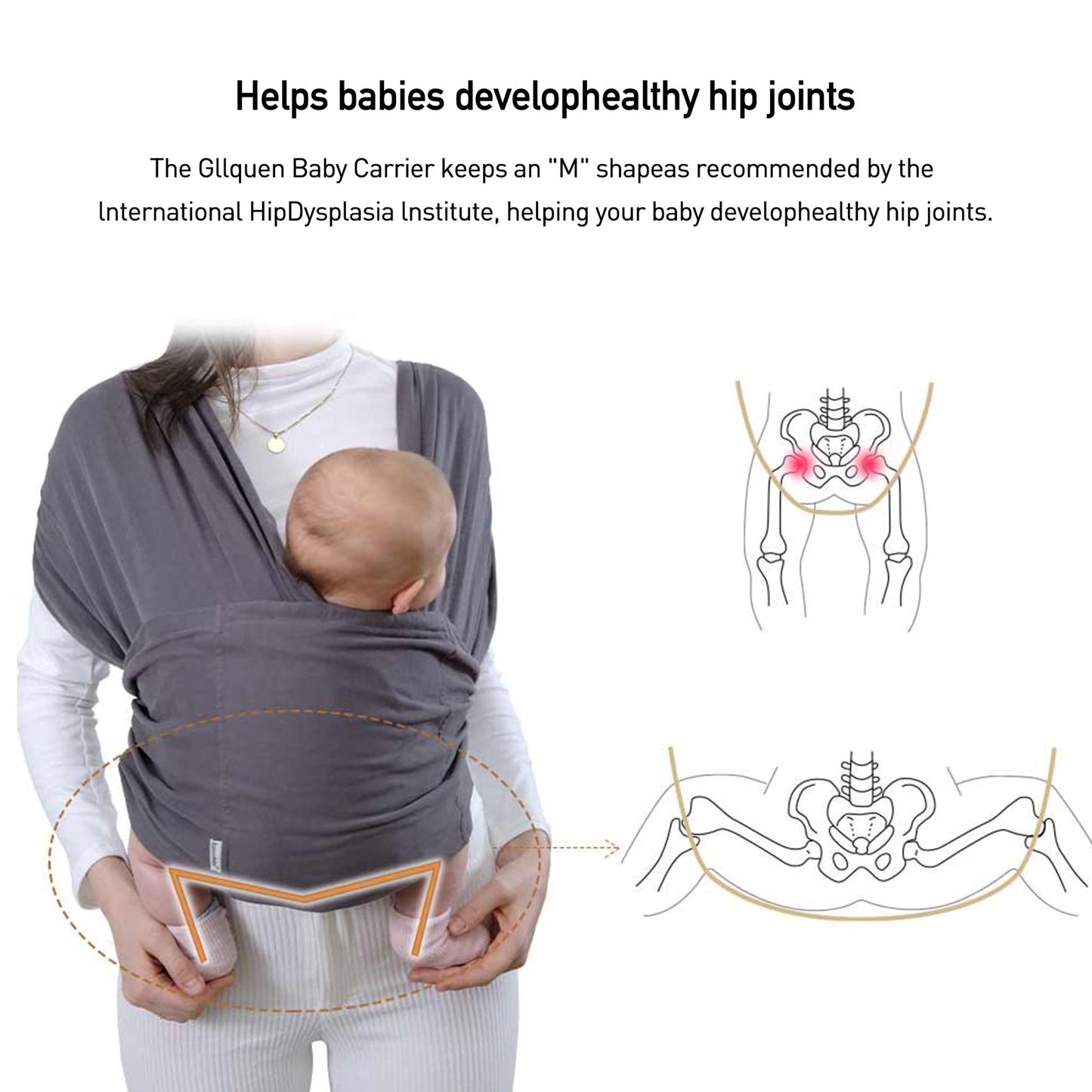 Gllquen Baby Wrap Carriers Organic Cotton Slings, for Toddlers, Infant, Newborn 35 Lbs, Dark Gray - Baby Organic