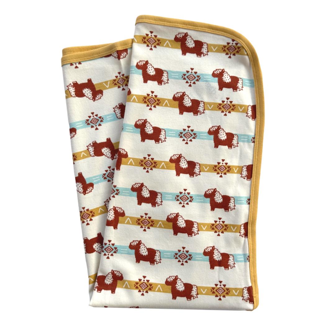 GOTS Certified Organic Cotton Blanket - Aztec Pony - Baby Organic