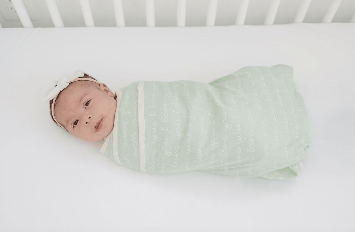 GOTS Certified Organic Cotton Blanket - I Love You (Desert Green) - Baby Organic