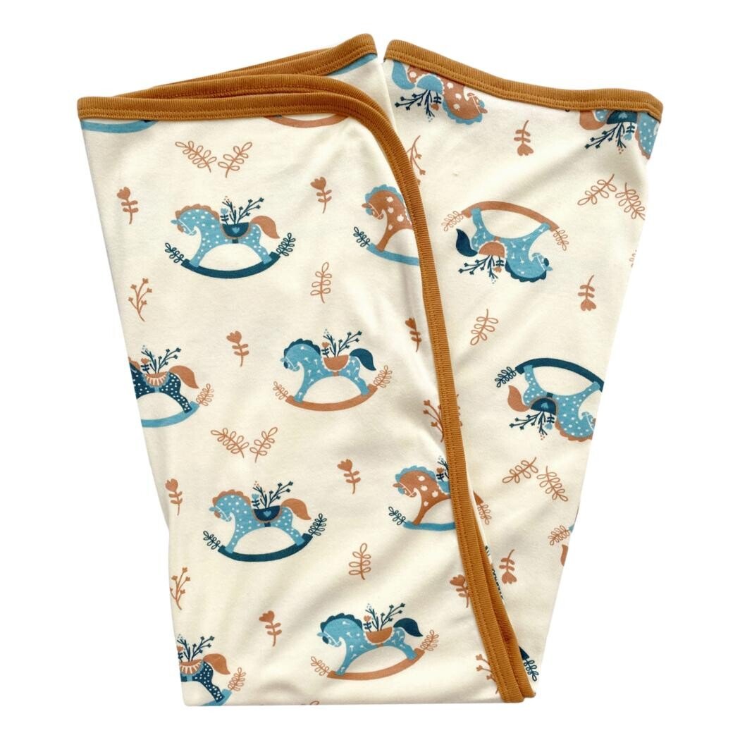 GOTS Certified Organic Cotton Blanket - Rocking Horse - Baby Organic