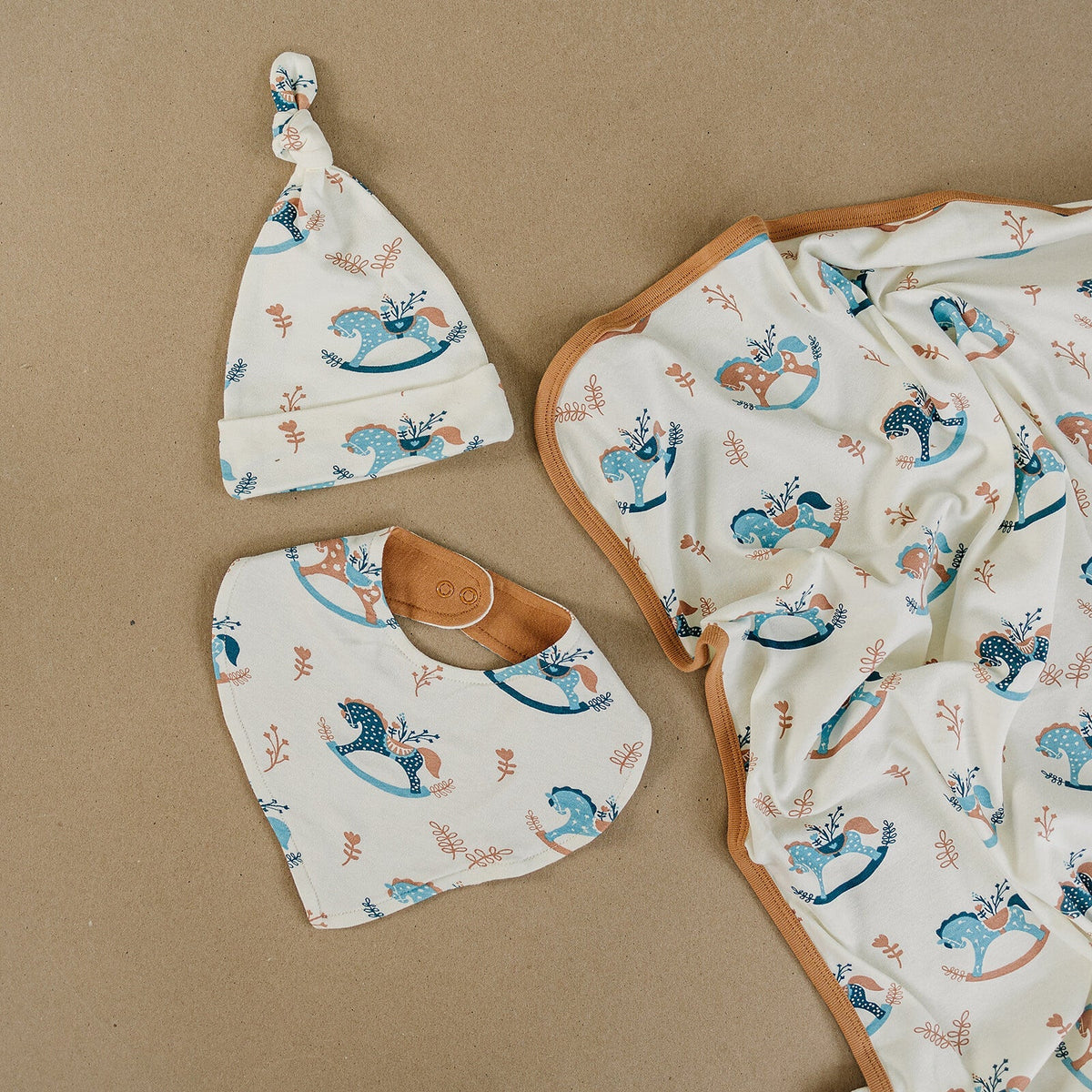 GOTS Certified Organic Cotton Blanket - Rocking Horse - Baby Organic