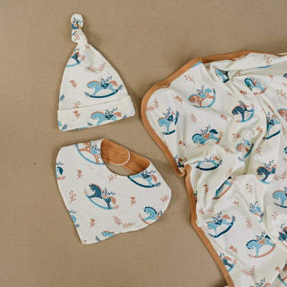 GOTS Certified Organic Cotton Blanket - Rocking Horse - Baby Organic