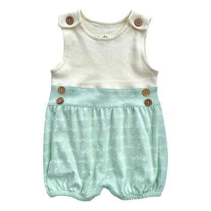 GOTS Certified Organic Cotton Bubble Romper - I Love You (Desert Green) - Baby Organic