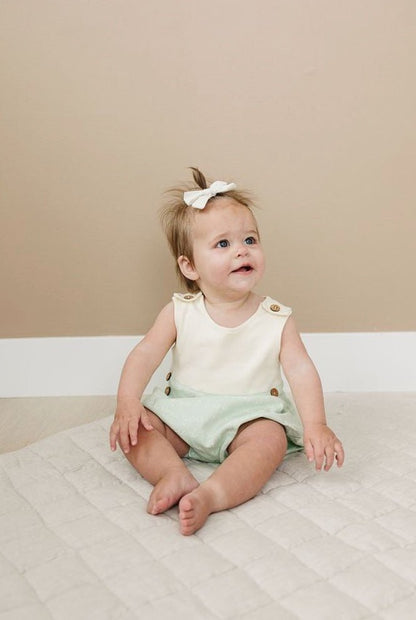 GOTS Certified Organic Cotton Bubble Romper - I Love You (Desert Green) - Baby Organic