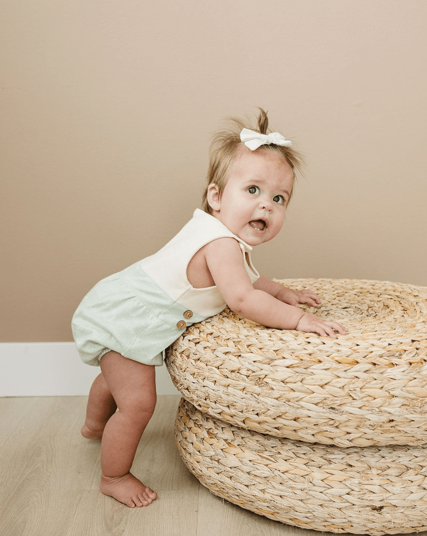 GOTS Certified Organic Cotton Bubble Romper - I Love You (Desert Green) - Baby Organic