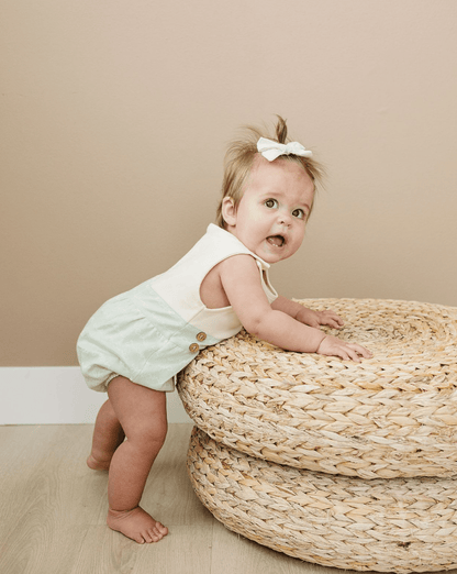 GOTS Certified Organic Cotton Bubble Romper - I Love You (Desert Green) - Baby Organic