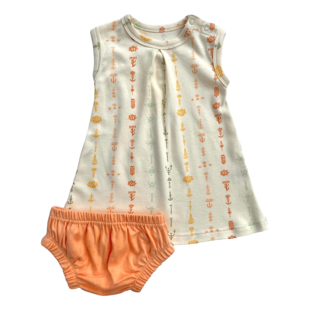 GOTS Certified Organic Cotton Dress w/ Bloomers - Boho Floral - Baby Organic