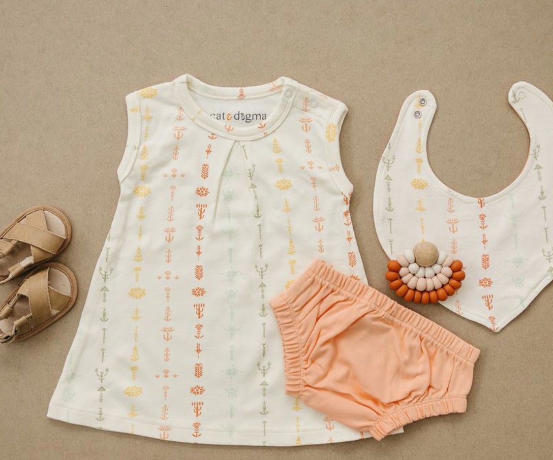 GOTS Certified Organic Cotton Dress w/ Bloomers - Boho Floral - Baby Organic