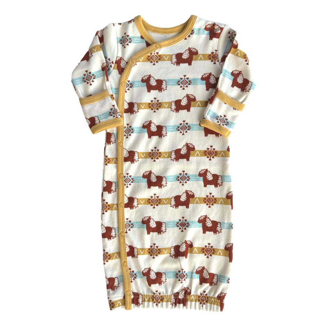 GOTS Certified Organic Cotton Gown - Aztec Pony - Baby Organic