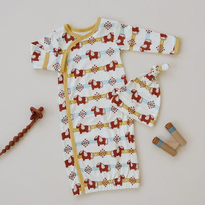 GOTS Certified Organic Cotton Gown - Aztec Pony - Baby Organic