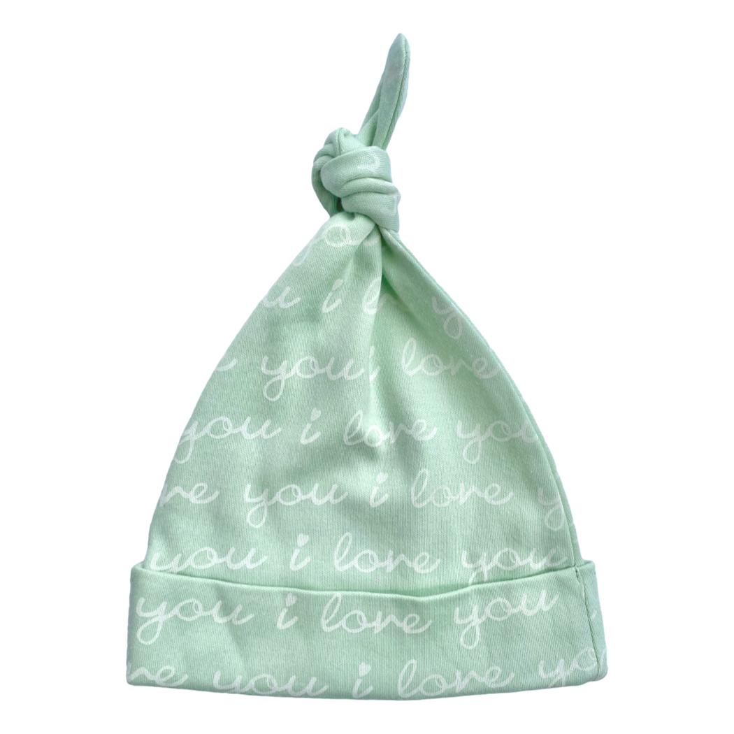 GOTS Certified Organic Cotton Hat - I Love You (Desert Green) - Baby Organic