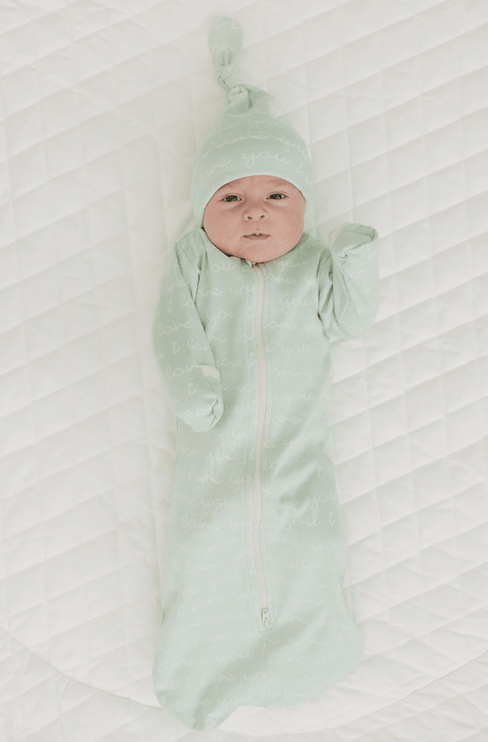 GOTS Certified Organic Cotton Hat - I Love You (Desert Green) - Baby Organic