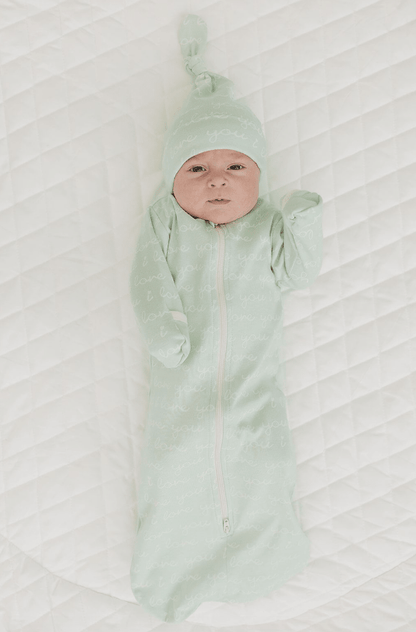 GOTS Certified Organic Cotton Hat - I Love You (Desert Green) - Baby Organic