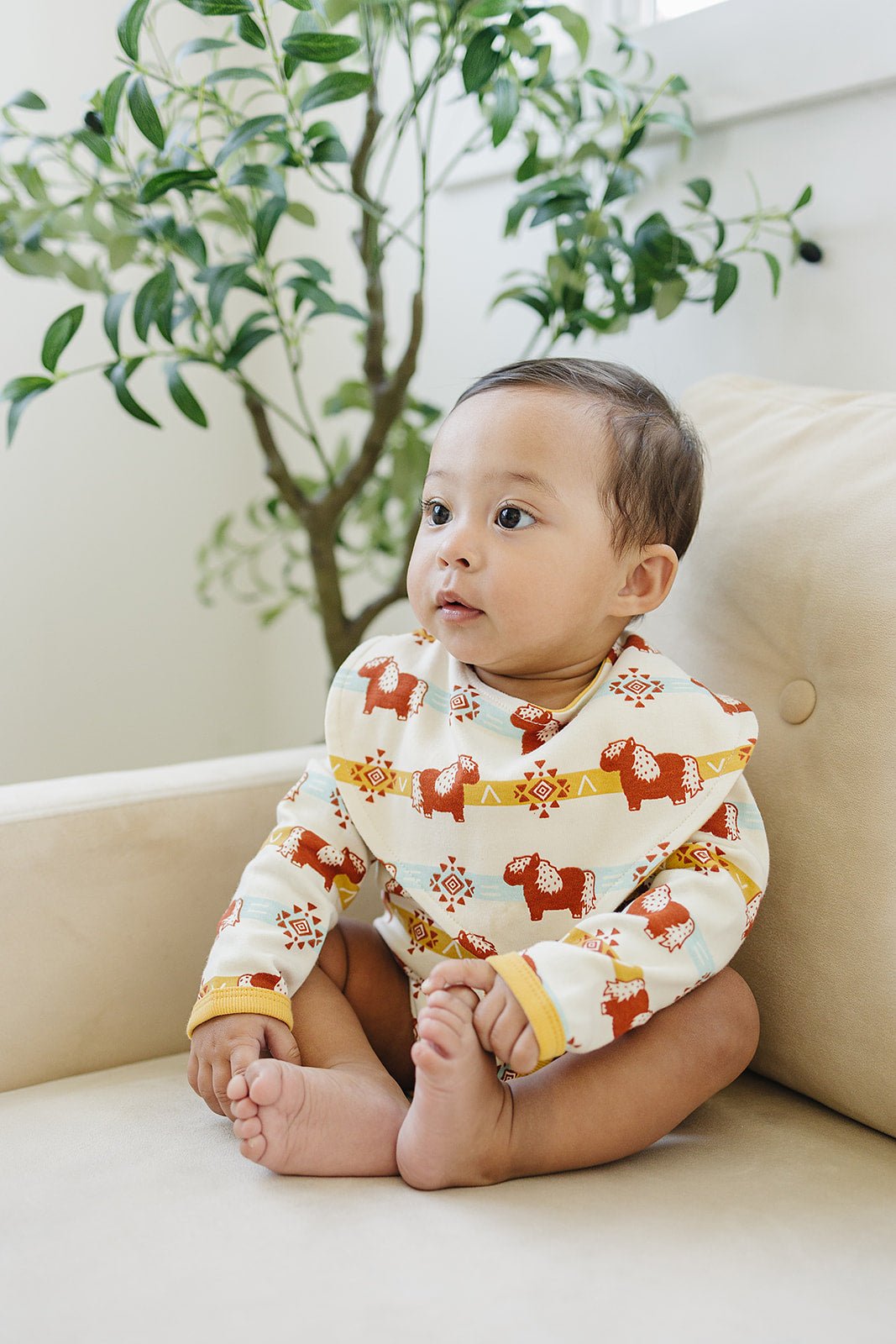 GOTS Certified Organic Cotton Long Sleeve Bodysuit - Aztec Pony - Baby Organic