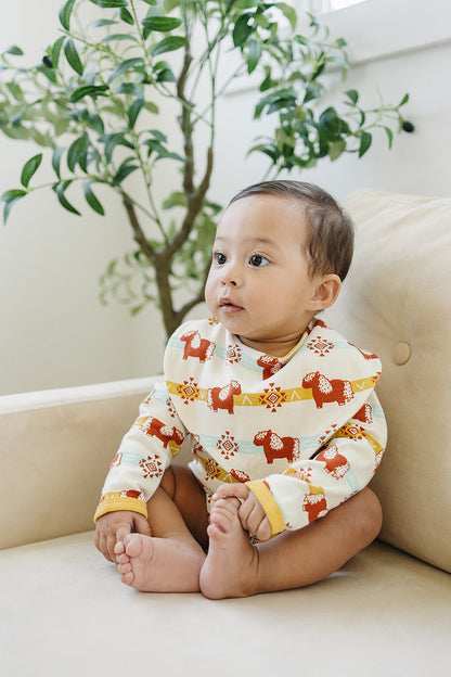 GOTS Certified Organic Cotton Long Sleeve Bodysuit - Aztec Pony - Baby Organic