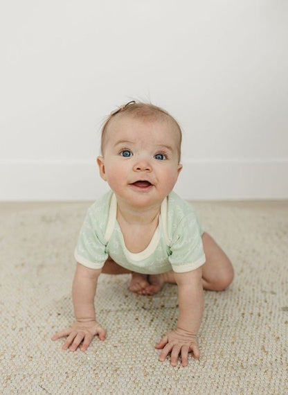 GOTS Certified Organic Cotton Short Sleeve Bodysuit - I Love You (Desert Green) - Baby Organic