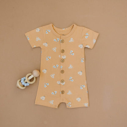 GOTS Certified Organic Cotton Short Sleeve Romper - Magical Moth - Baby Organic