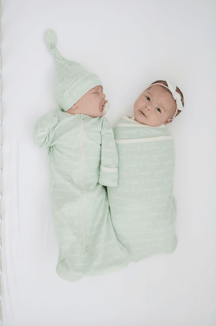 GOTS Certified Organic Cotton Sleepsack - I Love You (Desert Green) - Baby Organic