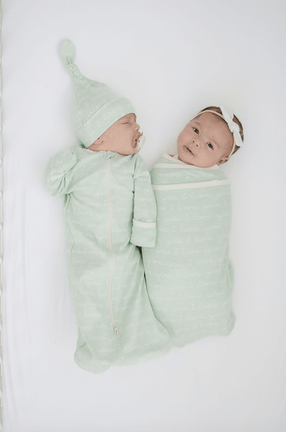 GOTS Certified Organic Cotton Sleepsack - I Love You (Desert Green) - Baby Organic