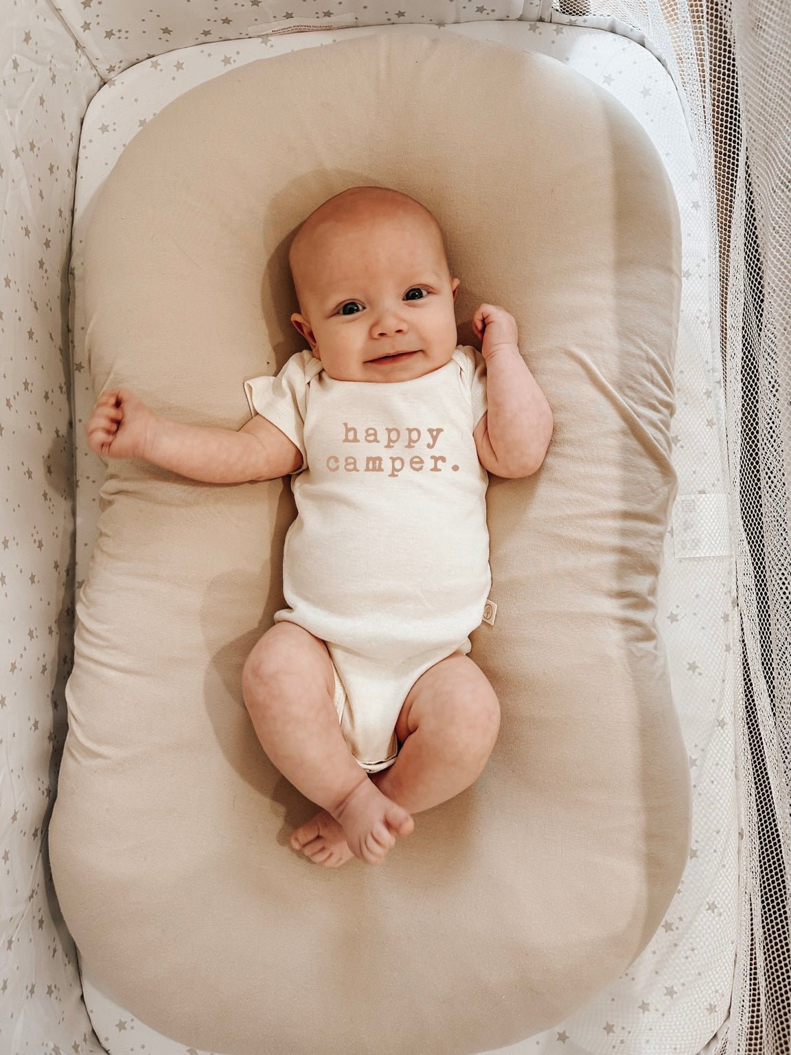 Happy Camper Clay Organic Cotton Baby Bodysuit Short Sleeve - Baby Organic