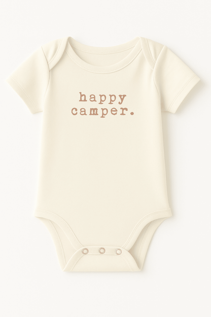 Happy Camper Clay Organic Cotton Baby Bodysuit Short Sleeve - Baby Organic