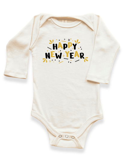 Happy New Year Organic Baby Bodysuit Long Sleeve - Baby Organic