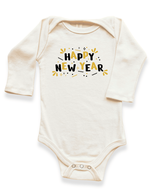 Happy New Year Organic Baby Bodysuit Long Sleeve - Baby Organic