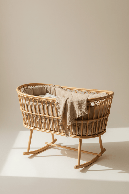 Heirloom Willow Wood Infant Bassinet, Organic Oat - Baby Organic