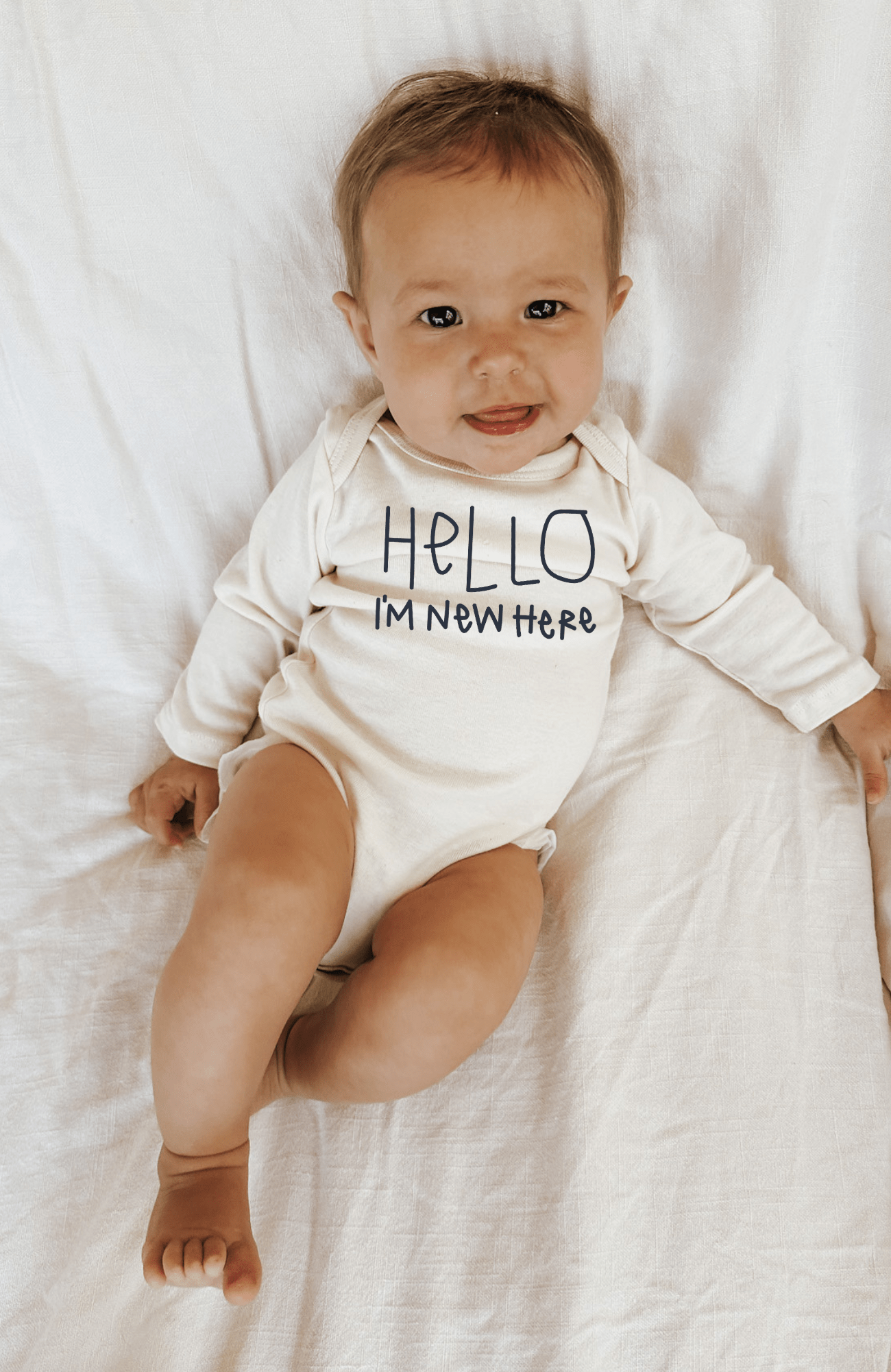 Hello I'm New Here Organic Bodysuit Long Sleeve - Baby Organic