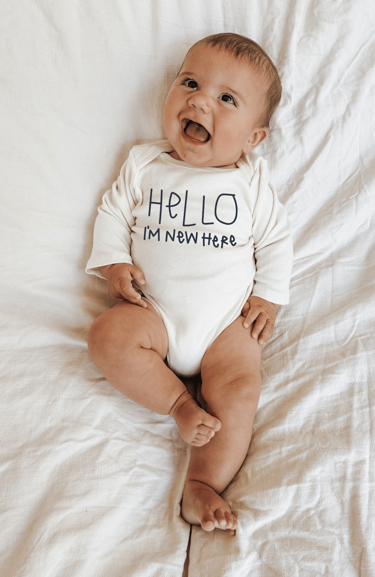Hello I'm New Here Organic Bodysuit Long Sleeve - Baby Organic