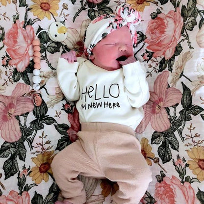 Hello I'm New Here Organic Bodysuit Long Sleeve - Baby Organic