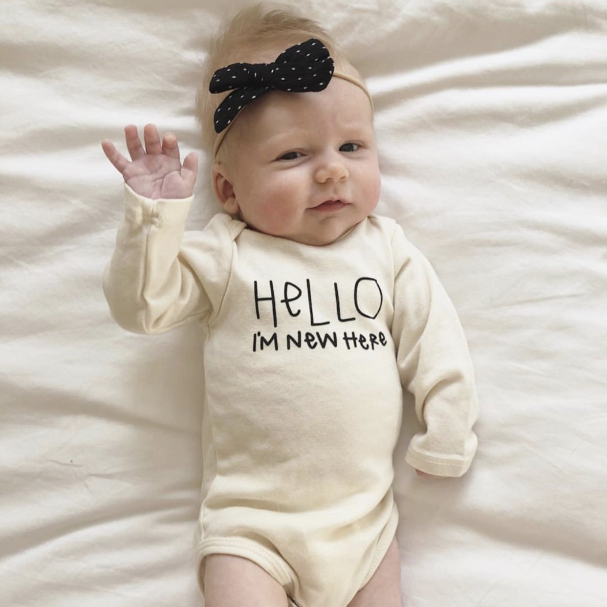 Hello I'm New Here Organic Bodysuit Long Sleeve - Baby Organic