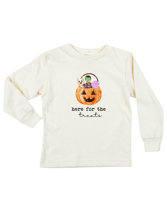 Here For The Treats Organic Kids T-Shirt Long Sleeve - Baby Organic