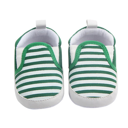 Infant Newborn Baby Flat Shoes, Stripe Print Non-Slip Slippers Soft Sole Adorable Baby Booties Babies First Walking Shoes 0-18M - Baby Organic