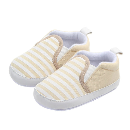 Infant Newborn Baby Flat Shoes, Stripe Print Non-Slip Slippers Soft Sole Adorable Baby Booties Babies First Walking Shoes 0-18M - Baby Organic