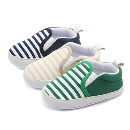Infant Newborn Baby Flat Shoes, Stripe Print Non-Slip Slippers Soft Sole Adorable Baby Booties Babies First Walking Shoes 0-18M - Baby Organic