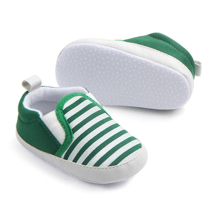 Infant Newborn Baby Flat Shoes, Stripe Print Non-Slip Slippers Soft Sole Adorable Baby Booties Babies First Walking Shoes 0-18M - Baby Organic